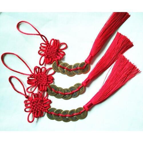 Chinese Knot Pendants 10 pcs Copper Money Tassel Silk Sewing Tassel Decorative Key Tassels for DIY New Year Gift Home Decoration
