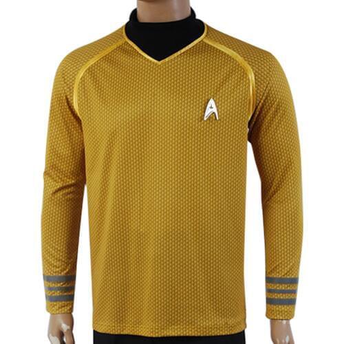 Trek Costume Into Darkness Fleet Uhura Star Cosplay Yellow T-Shirt Suit Uniform Top Men Adult In Stock