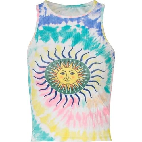 SUN MOON TIE DYE TANK CROP TOP
