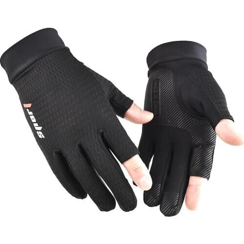 Summer Spring Ice Silk Non-Slip Gloves Breathable Outdoor Sports Driving Riding Thin Anti-UV Protection Split Finger Gloves