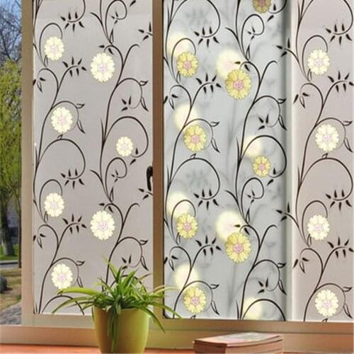 45x200cm A variety of plant pattern frosted glass film bathroom bedroom wardrobe living room balcony decorative glass film