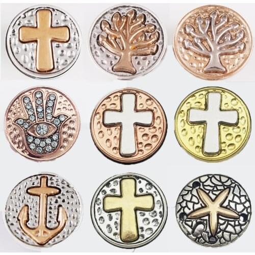 MF6367 CROSS FAIHT Tree of life Starfish Buddha 18mm Metal Snap Button Jewelry
