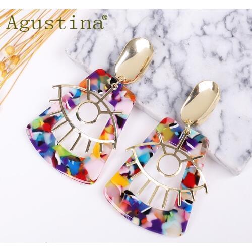 Fashion Acrylic Multi Color Long Drop Earrings for Women geometric Trendy big Dangle Minimalist Earring Statement Jewelry Brinco