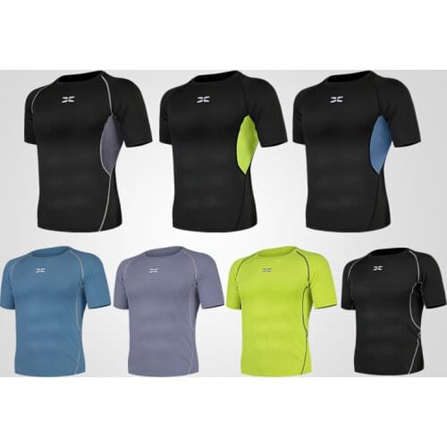 Men Outdoor Quick-drying T-shirt Gyms T-shirt Mens Fitness Tight Short-sleeves Shirts Bodybuilding Sports Wear for Men Gym