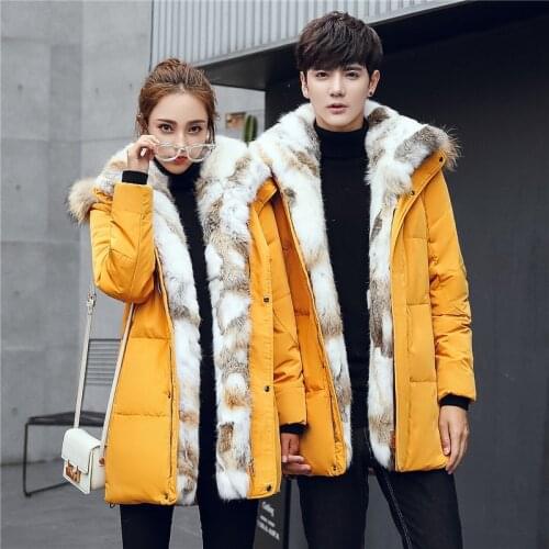 Men/Women Winter Warm Coat Casual Thickened Long Hooded White Duck Down Jacket Fur Liner Fur Collar Large Size 5Xl