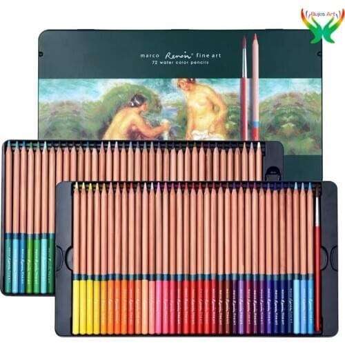 Original Marco Water soluble color lead 100 color professional adult art color pencil iron box set artist art set office