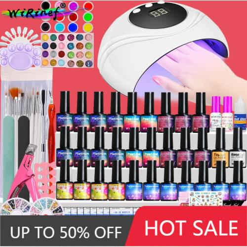 8ML Gel Nail Polish Set Kits Tools For Manicures Set 6/54W UV Lamp Nail Kit Top Coat For Nail Art Set Tools Gel Varnish Kit Set