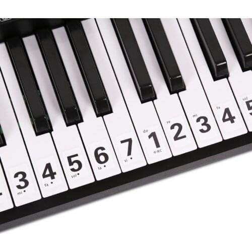 61/88 keys piano keyboard sticker Can be reused easy to use Will not leave glue marks White piano keyboard musical note sticker