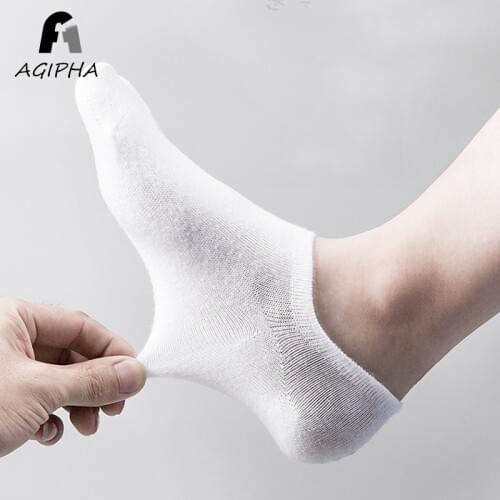 Men Summer Invisible Socks Casual Solid Combed Cotton Breathable No Show Male Sock Black White Color 1 Pack