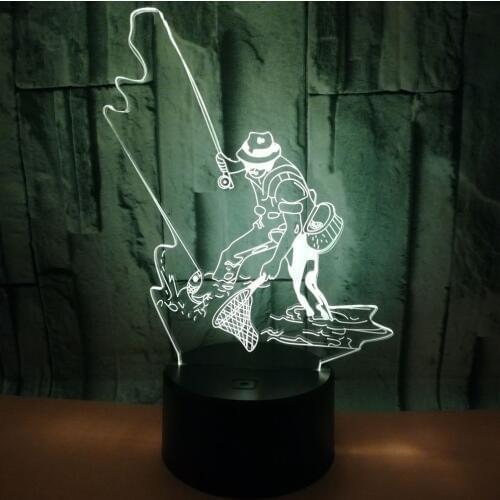 New Fishing, Colorful Touch 3d Lamp Acrylic Light Night Desk Lamp Illusion Lamp 3d Led Small Table Lamps
