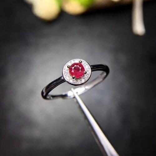 Wedding Ring Natural ruby ring Free shipping Natural and real ruby 925 sterling silver 4mm Gem
