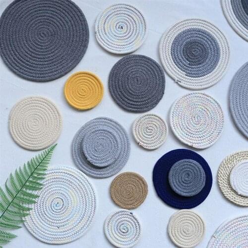 Drink Coaster Handmade Soft Cotton Heat Insulation Coaster Woven Coaster Cup Mat Weave Cup Pad Non-Slip Coffee Tea Holder