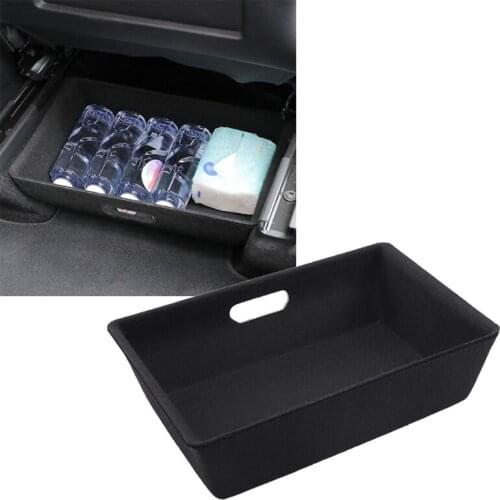 Under Seat Organizer Tray Black Suede Under Seat Storage Box Beverage Bag Container Compatible with Model Y