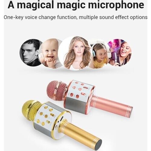 Portable Karaoke Microphone Bluetooth Speaker Handheld Microphone Wireless Multifunction for Home KTV PUO88