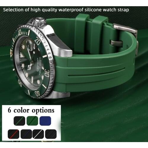 20mm 21mm Rubber Silicone Strap Fits Submariner Daytona DEEPSEA Oysterflex Rolex Strap GMT Mens Watch Accessories