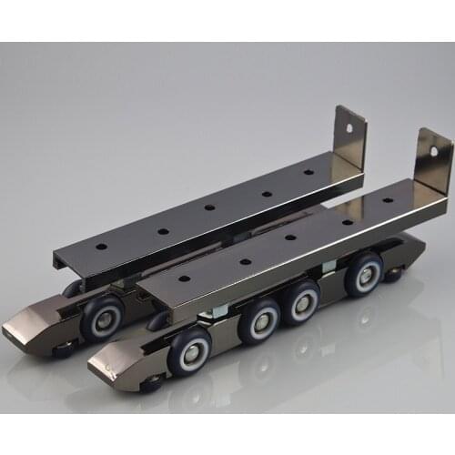 2pcs Light Sliding Door Roller 4 Wheels Home Room Wood Door Hanging Wheels Rail Track Pulley Bathroom Kitchen Furniture Hardware