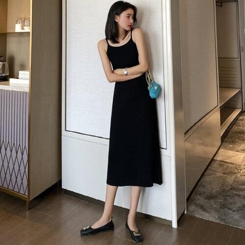Sexy V-neck Sleeveless Long Dress Summer Fashion Sling Knitting Maxi Dresses