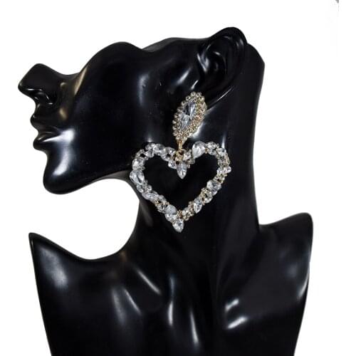 Crystal Heart Pendant Earrings Geometric Heart Ladies Earrings Heart Shaped Love Engagement Anniversary Earrings