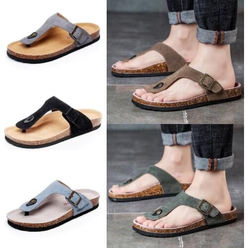 COSMAGIC 2020 New Summer Beach Flip Flops Casual Women Nubuck Leather Non-slip Solid Color Cork Slippers Slides Shoe