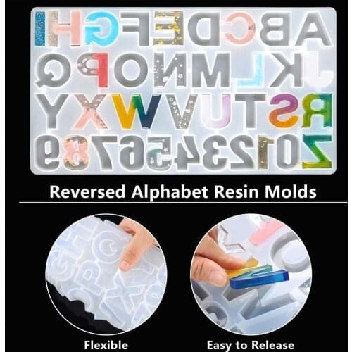 255PCS Silicone Molds Epoxy Resin English Letters Shaker Key Chain Charms Shiny Mold DIY Jewelry Craft Tool
