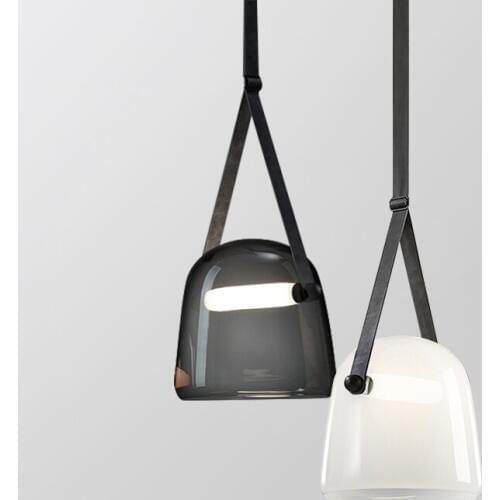 Postmodern creative glass living room chandelier art leather bedside bedroom living room designer model room chandelier