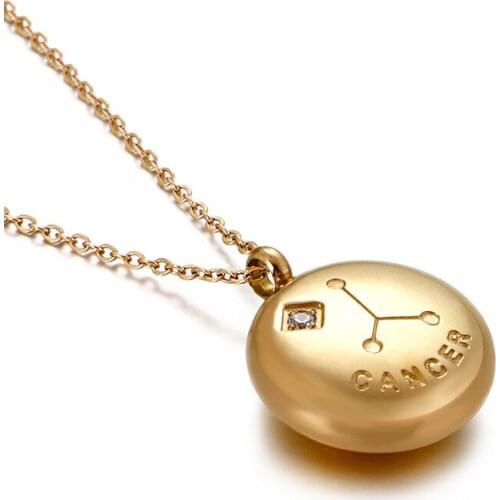 Stylish New Twelve Constellation Gold Plated Stainless Steel Guard Necklace Gift To Girlfriend Gift To Honey