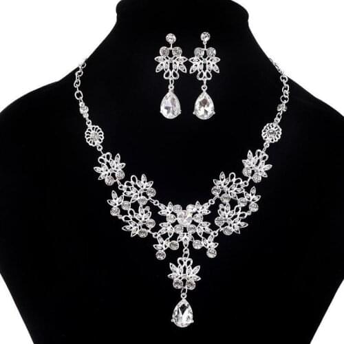 Wedding Crystal Brand Luxury Necklace Earrings Jewelry Sets Necklaces & Pendants Women Statement Accessories Bijoux 2018