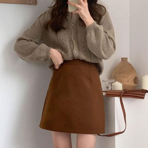 3colors SML 2021 Summer Autumn Female Split Mini Skirts Women High Waist Skirt Girls solid color a line skirt womens (X1723)