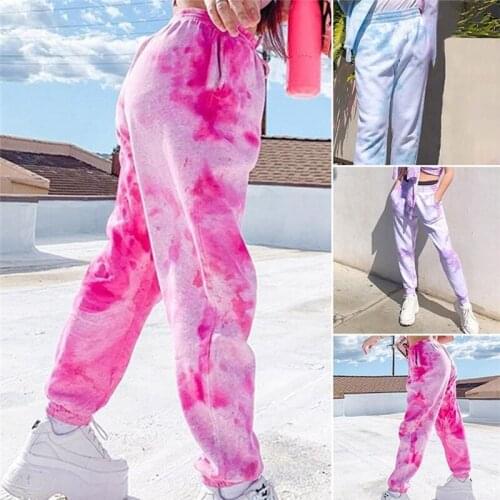 Women Elastic High Waist Baggy Pants Hip Hop Casual Loose Pants Lady Sweatpants Pink Trousers Jogging pants