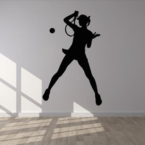 Female Tennis Player Silhouette Wall Decals Sports Girls Room Tennis Vinyl Wall Stickers Gym Sport Decor Art Decal Bedroom L024