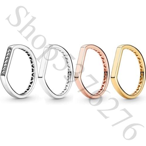 Authentic 925 Sterling Silver Sparkling Logo Bar Stacking Fashion Ring For Pandora Women Bead Charm Gift DIY Jewelry