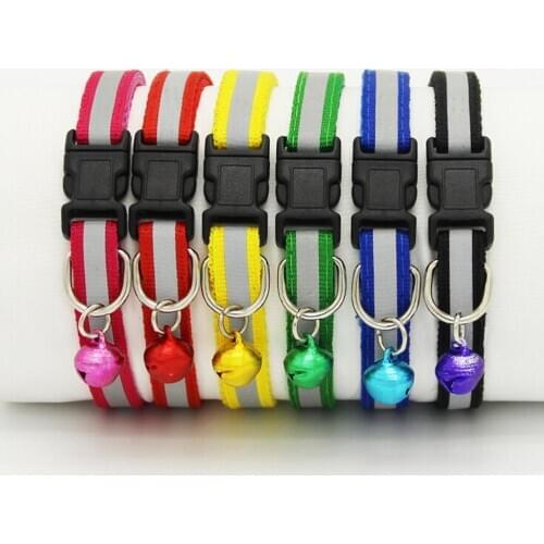 1.0cm Width Small Dogs Cat Collar Puppy Nylon Reflective Pet Dog Collar Necklace With Bell For Dog Supplies
