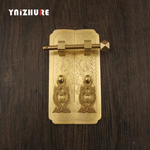 1 pair Antique Chinese Door Handle Pure Copper Straight CupboardHandle Hardware Furniture Cabinet Knobs Handles