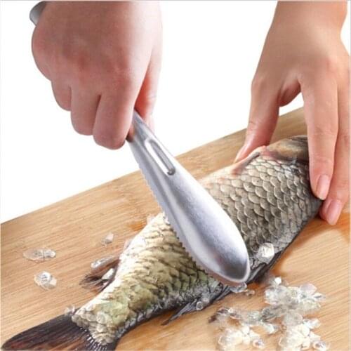 1 pc Fish Skin Brush Stainless Steel Scraping Fish Scale Brush Graters Fast Remove Fish Cleaning Peeler Scaler Kitchen Tools