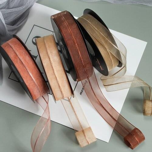 25 yards/lot Crystal Bright Yarn Gradient Organza Stain Ribbon for Gift Bouquet packaging DIY Craft Hair Accessories Bow Materia