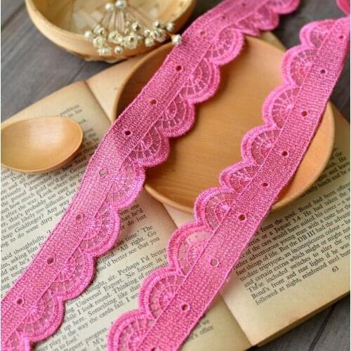 5 Meters/lot 34mm Width Wave Edge Roseo Embroidery Lace Trimming Water Soluble Lace Trims Accessories Clothes Decoration