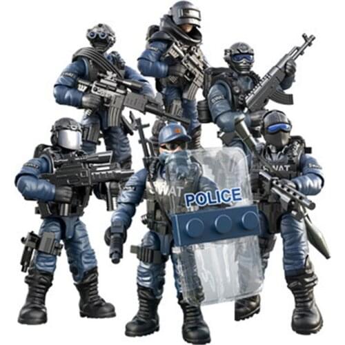 6Pcs Soldier Figures with Building Blocks for Children Toys Gift