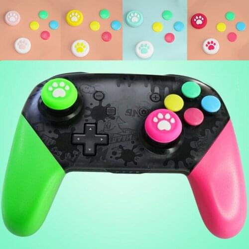 ABXY Key Sticker Joystick Button Cat Paw Thumb Stick Grip Cap Protective Cover For Nintendo Switch Pro Controller NS Skin Case