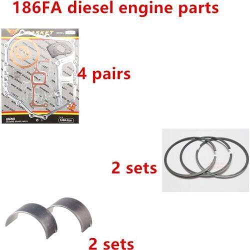 Free Shipping Diesel engine 186FA Piston ring full gasket connecting rod bearing suit for kipor kama