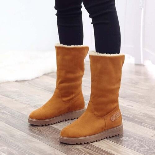 BomKinta 2020 Snow Shoes Woman Platform Winter Boots Women Plush Fur Winter Snow Boots High Quality Slip On Ankle Boot Turn Over