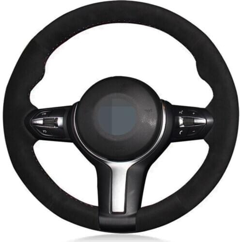 Car Steering Wheel Cover DIY Black Soft Suede For BMW (M Sport) 2 Series F22 F23 F45 F46 X4 F26 X5 F15 X6 F16 2014-2019