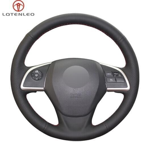 LQTENLEO Black Genuine Leather Steering Wheel Cover For Mitsubishi Outlander Mirage ASX 2012-2019 Eclipse Cross 2017-2019
