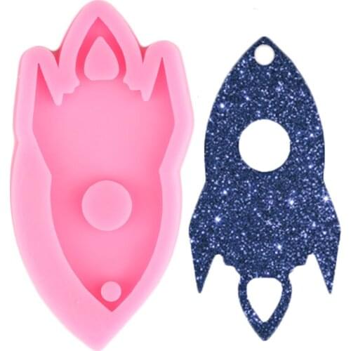 Shiny Clossy Rocket Silicone Mold Epoxy Resin Craft Keychain Moulds Polymer Clay Pendant Molds DIY Handmade Charms Mould