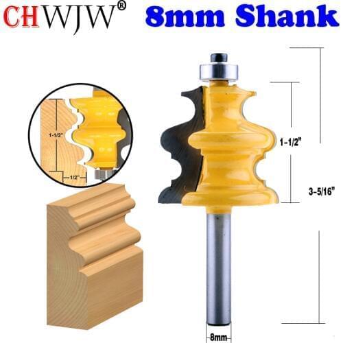 CHWJW 1PC 8mm Shank Architectural Molding Router Bit Line knife Woodworking cutter Tenon Cutter for Woodworking Tools