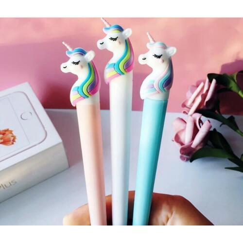 Candy Color Unicorn Gel Pens Creative Kawaii Pen Student Black Waterborne Signature Pen Office School Supplies Korea Stationery