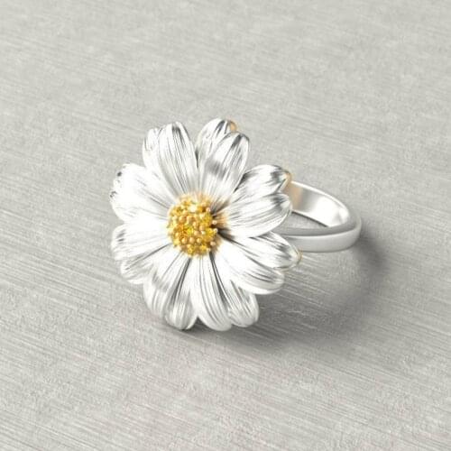 Creative Sunflower Ring for Women Jewelry Two-color Small Daisy Purple Fashion Trend Ring Jewelry Accessories