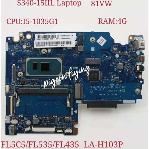 LA-H103P for Lenovo Ideapad S340-15IIL Laptop Motherboard CPU: I5-1035G1 UMA RAM:4G FRU:5B20W89115 5B20W89111 5B20W89116