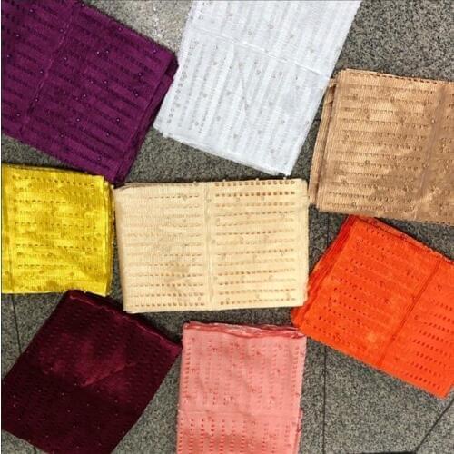 Hot Selling Aso Oke with Beads Headtie Handmade Gele Wrapper Scarf 3pieces per bag Nigerian Gele Aso Oke Headtie-30