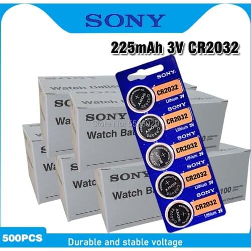 500pcs For SONY 2032 battery cr2032 cr 2032 5004LC KL2032 SB-T15 3v Button Cell Coin Lithium Batteries for Watch Computer Toys