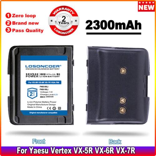 LOSONCOER 2000mAh Replacement Li-ion Battery FNB-80Li FNB-58Li Two-way Radio For Yaesu Vertex VX-5R VX-6R VX-7R VXA-700 VXA-710